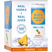 Load image into Gallery viewer, High Noon Sun Sips Vodka Hard Seltzer Pineapple 4pk cans