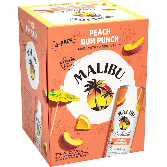Malibu Peach Rum Punch 4 Pack 355mL Cans