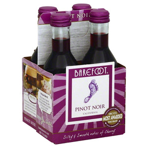 Barefoot Pinot Noir 4 Pack (187mL) Type: Red Categories: 187mL (4 Pack), California, Pinot Noir, region_California, size_187mL (4 Pack), subtype_Pinot Noir. Buy today at Wine and Liquor Mart Poughkeepsie