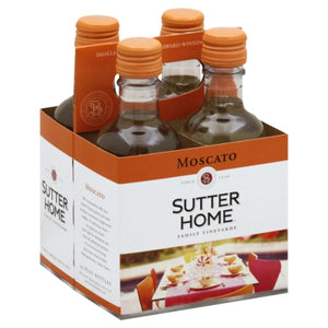 Sutter Home - Moscato 4-187mL Type: White Categories: 187mL (4 Pack), California, Moscato, quantity high enough for online, region_California, size_187mL (4 Pack), subtype_Moscato. Buy today at Wine and Liquor Mart Poughkeepsie