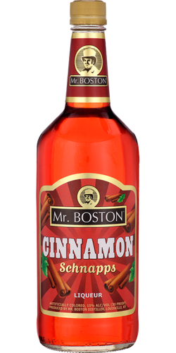 Mr. Boston Cinnamon Scnapps Liqueur 1L Type: Liquor Categories: 1L, Liqueur, Schnapps, size_1L, subtype_Liqueur, subtype_Schnapps. Buy today at Wine and Liquor Mart Poughkeepsie