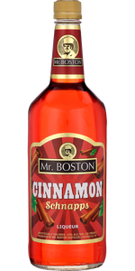Mr. Boston Cinnamon Scnapps Liqueur 1L Type: Liquor Categories: 1L, Liqueur, Schnapps, size_1L, subtype_Liqueur, subtype_Schnapps. Buy today at Wine and Liquor Mart Poughkeepsie