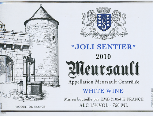 Joli Sentier Meursault Blanc 2010 750mL Type: White Categories: 750mL, Chardonnay, France, region_France, size_750mL, subtype_Chardonnay. Buy today at Wine and Liquor Mart Poughkeepsie