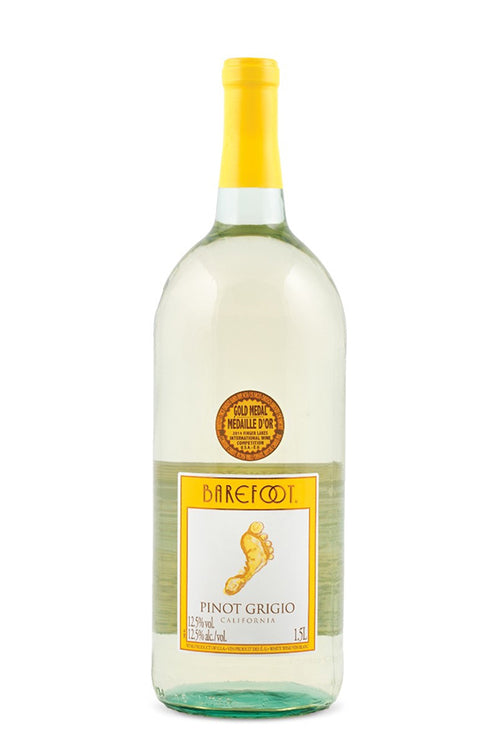 Barefoot - Pinot Grigio 1.5L Type: White Categories: 1.5L, California, Pinot Grigio, quantity high enough for online, region_California, size_1.5L, subtype_Pinot Grigio. Buy today at Wine and Liquor Mart Poughkeepsie