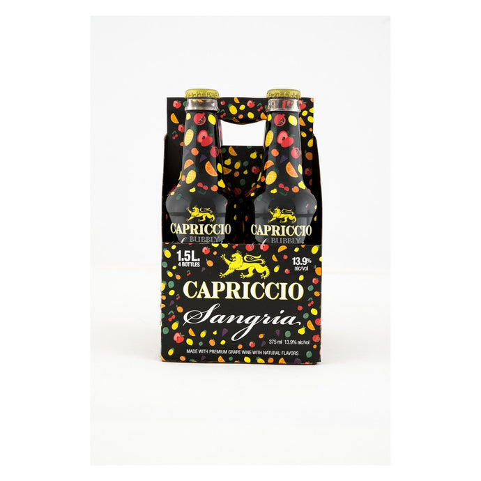 Capriccio Bubbly Red Sangria 4pk of 375mL Type: Champagne & Sparkling Categories: 4-pack of 375mL, Red, Sangria, size_4-pack of 375mL, Sparkling Wine, subtype_Red, subtype_Sangria, subtype_Sparkling Wine. Buy today at Wine and Liquor Mart Poughkeepsie