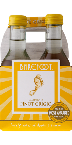 Barefoot Pinot Grigio - 4 Pack (187mL) Type: White Categories: 187mL (4 Pack), California, Pinot Grigio, quantity high enough for online, region_California, size_187mL (4 Pack), subtype_Pinot Grigio. Buy today at Wine and Liquor Mart Poughkeepsie