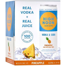 Load image into Gallery viewer, High Noon Sun Sips Vodka Hard Seltzer Pineapple 4pk cans
