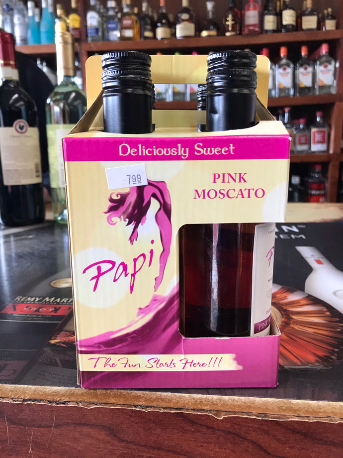 Papi Pink Moscato 4 pack 187mL Type: Pink Categories: 187mL (4 Pack), Chile, Pink Moscato, region_Chile, size_187mL (4 Pack), subtype_Pink Moscato. Buy today at Wine and Liquor Mart Poughkeepsie