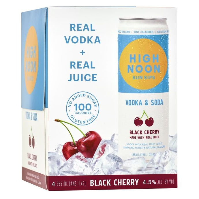 High Noon Sun Sips Vodka Hard Seltzer Black Cherry 4pk cans