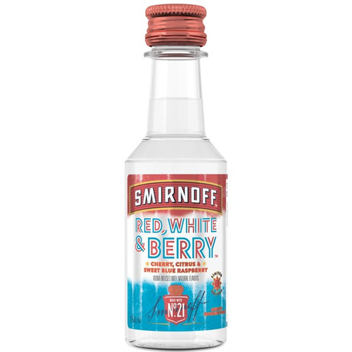 Smirnoff Red White and Berry Vodka - 50mL Bottle Type: Liquor Categories: 50mL, Flavored, quantity high enough for online, size_50mL, subtype_Flavored, subtype_Vodka, Vodka. Buy today at Wine and Liquor Mart Poughkeepsie